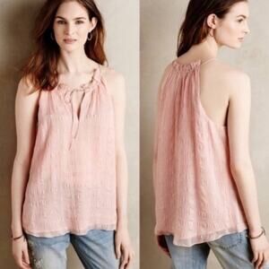 Anthropologie HD in Paris Silk Shadow Pink Pane Tank Size 2 or Small